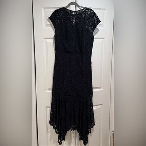 Banana Republic Lace Trumpet Cocktail Dress Navy Blue